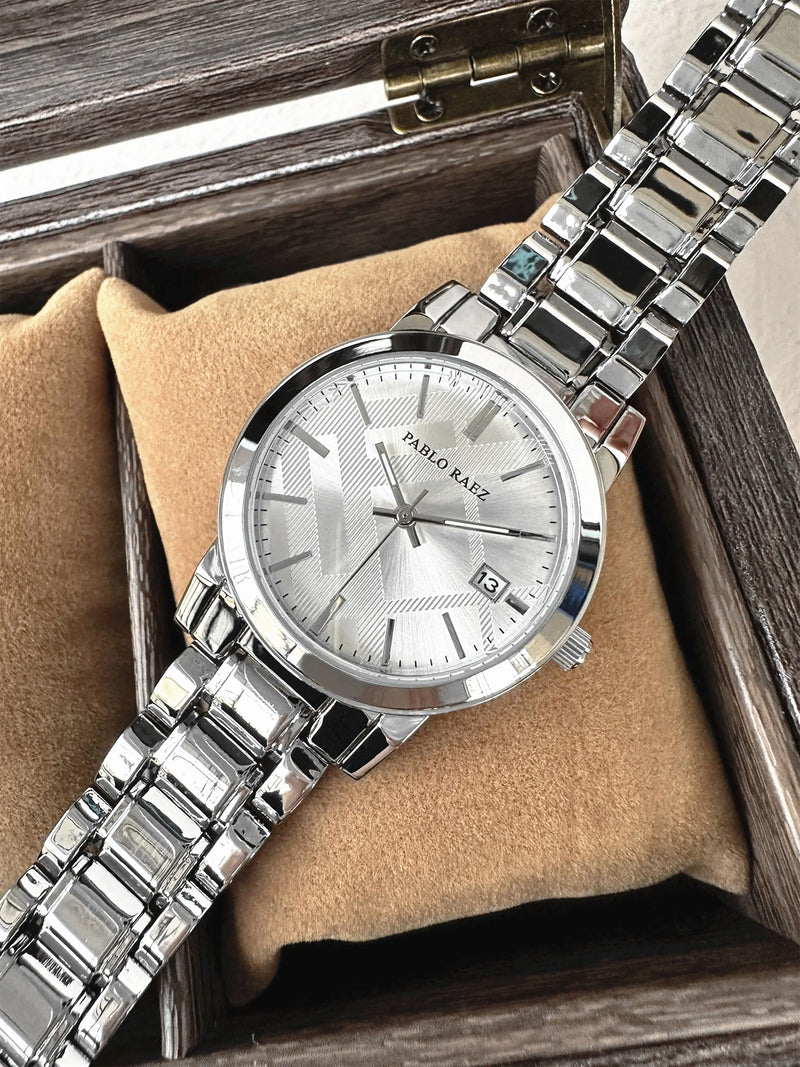 Luxury Waterproof Elegant Silver Steel Wristwatch for Women