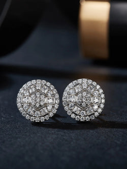 925 Sterling Silver 10mm Moissanite Round Stud Earrings for Women