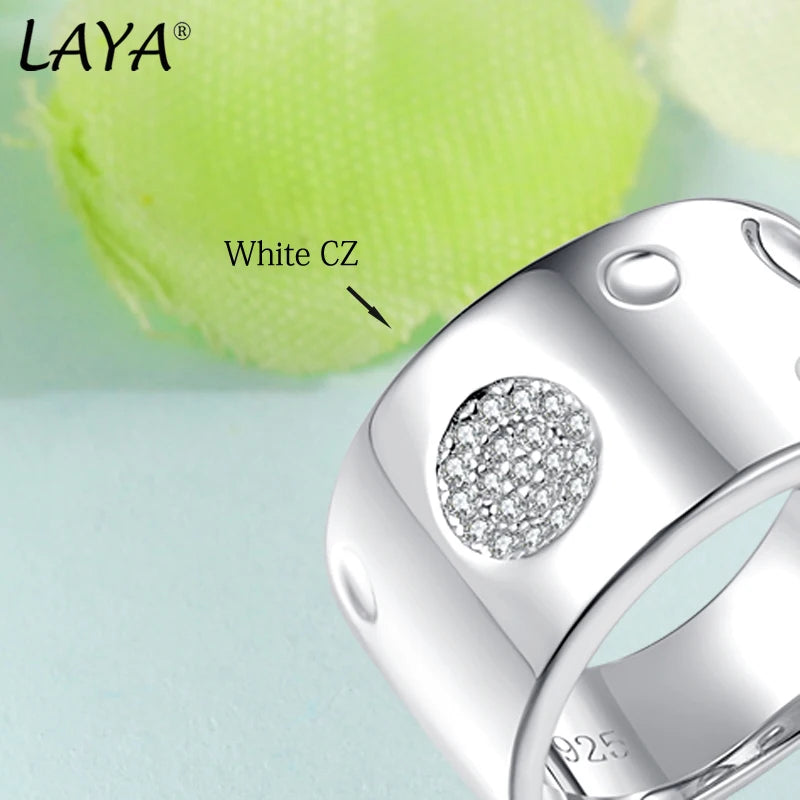 925 Sterling Silver Wide Ring with Small & Large Circle Decoration for Women & Men