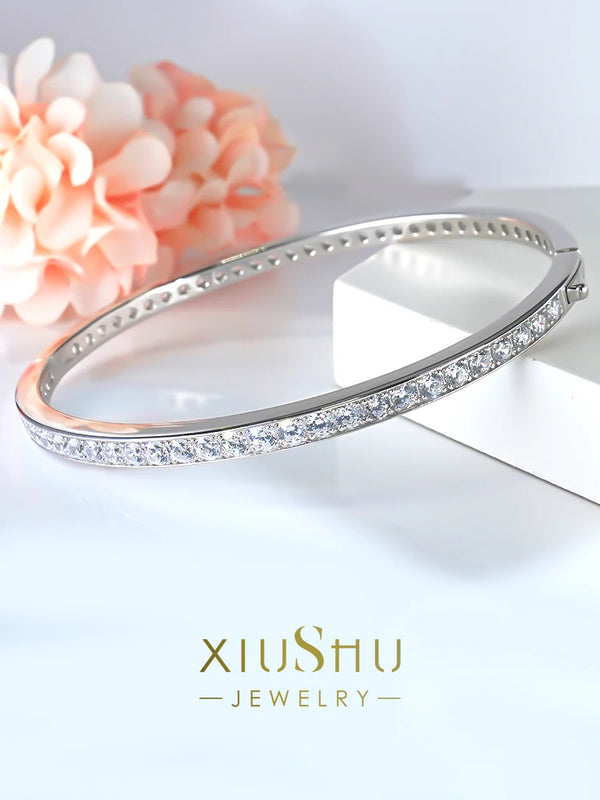 925 Sterling Silver White Diamond Bracelet for Women