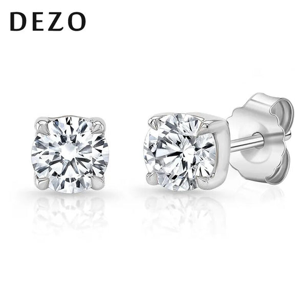 Rose Gold Plated Sterling Silver Moissanite Stud Earrings for Women