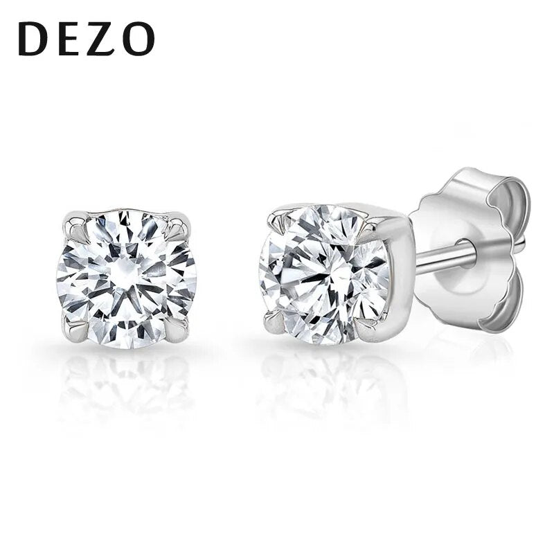 Rose Gold Plated Sterling Silver Moissanite Stud Earrings for Women