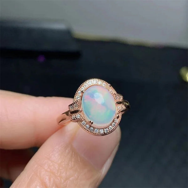 Sterling Silver 925 Opal Ring for Women