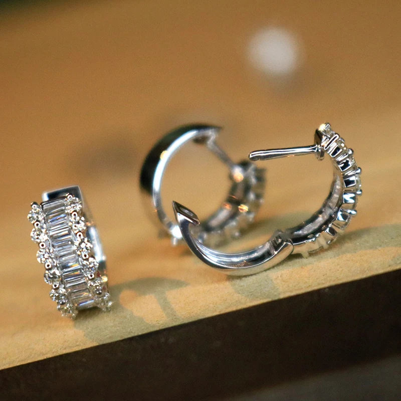 18K White Gold 0.90 carat Diamond Hoop Earrings for Women