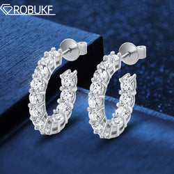 925 Sterling Silver White Gold Plated Moissanite Earrings for Women