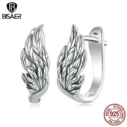 925 Sterling Silver Angel Wing Hoop Earrings for Women