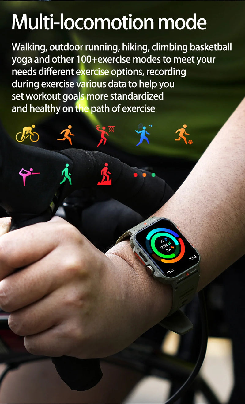 Smartwatch with 1.95 Inch Screen, Health Monitoring, IP68 Waterproof, Suitable for Men and Women