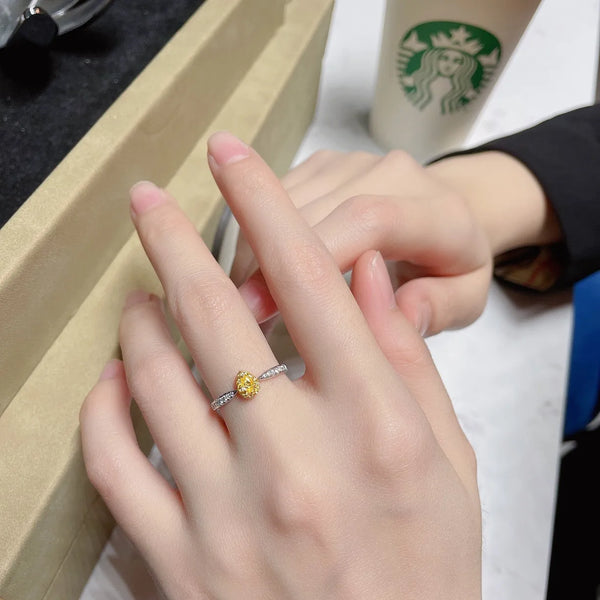 YMDiamond Ring 0.12ct 18K Gold Yellow Diamonds Wedding Engagement Female Rings for Women Fine Diamonds Ring