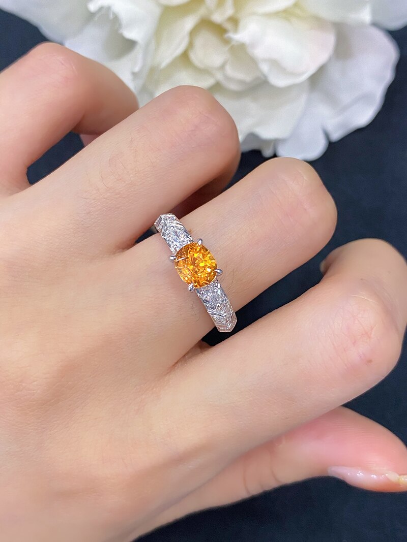 18K White Gold Fanta Garnet Ring for Women