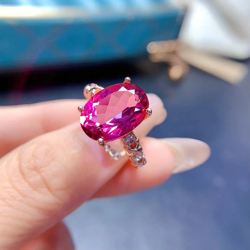 925 Sterling Silver Pink Topaz Ring for Women