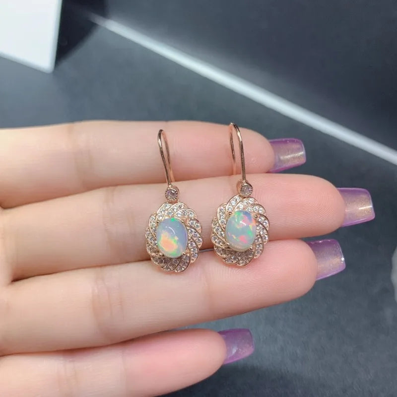 Sterling Silver Natural Opal Earring for Women