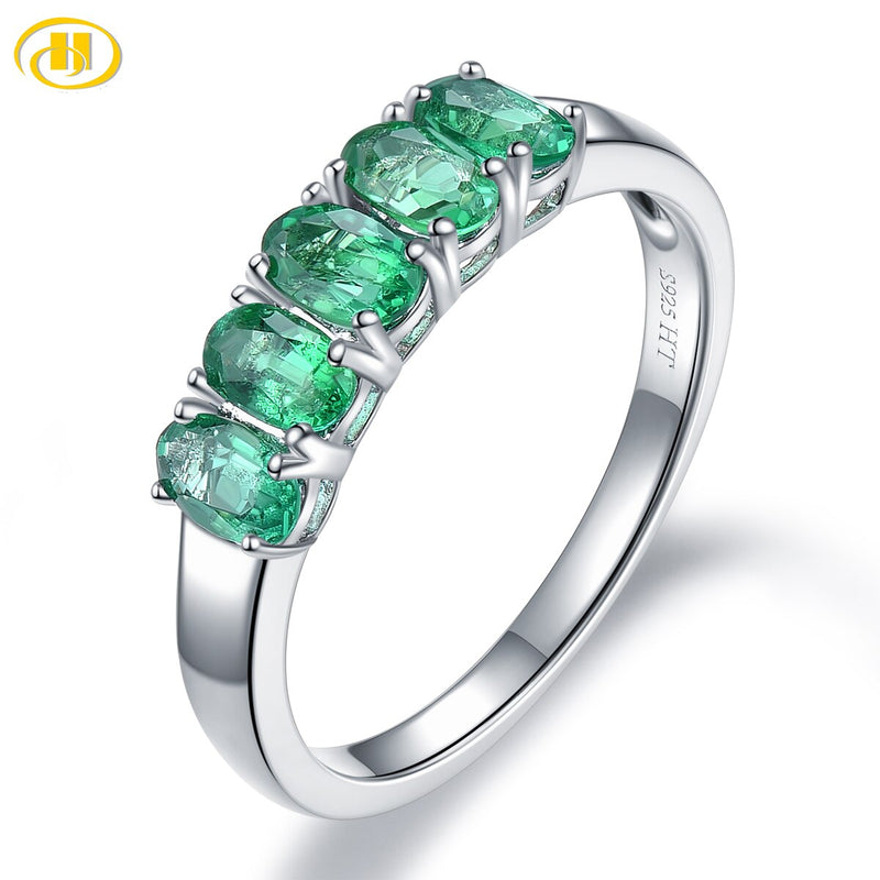 Sterling Silver 1.6 Carat Emerald Ring for Women