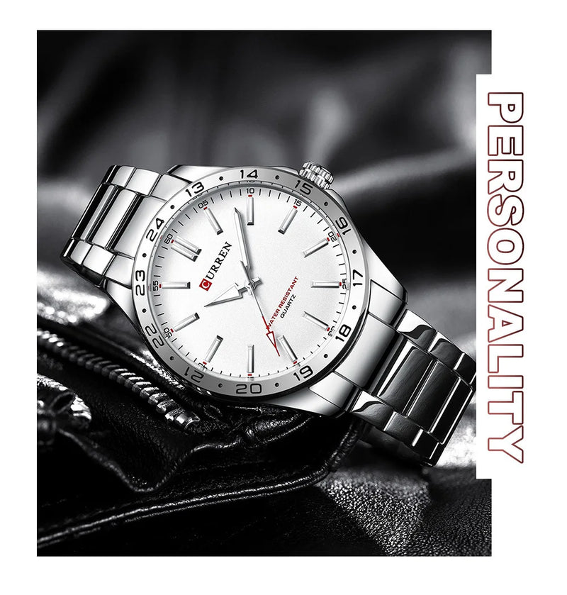 Stainless Steel Quartz Watch, Waterproof, for Men