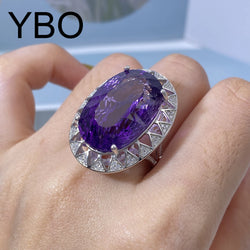 925 Sterling Silver Amethyst Nest Cut Ring for Women