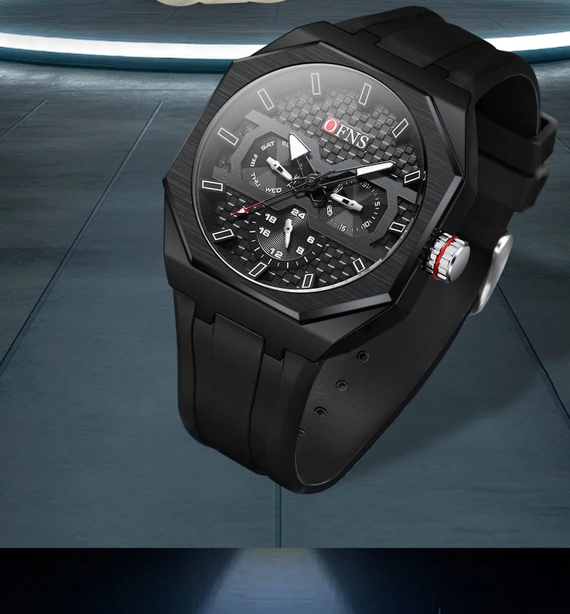 Stainless Steel Silicone Chronograph Watch for Men