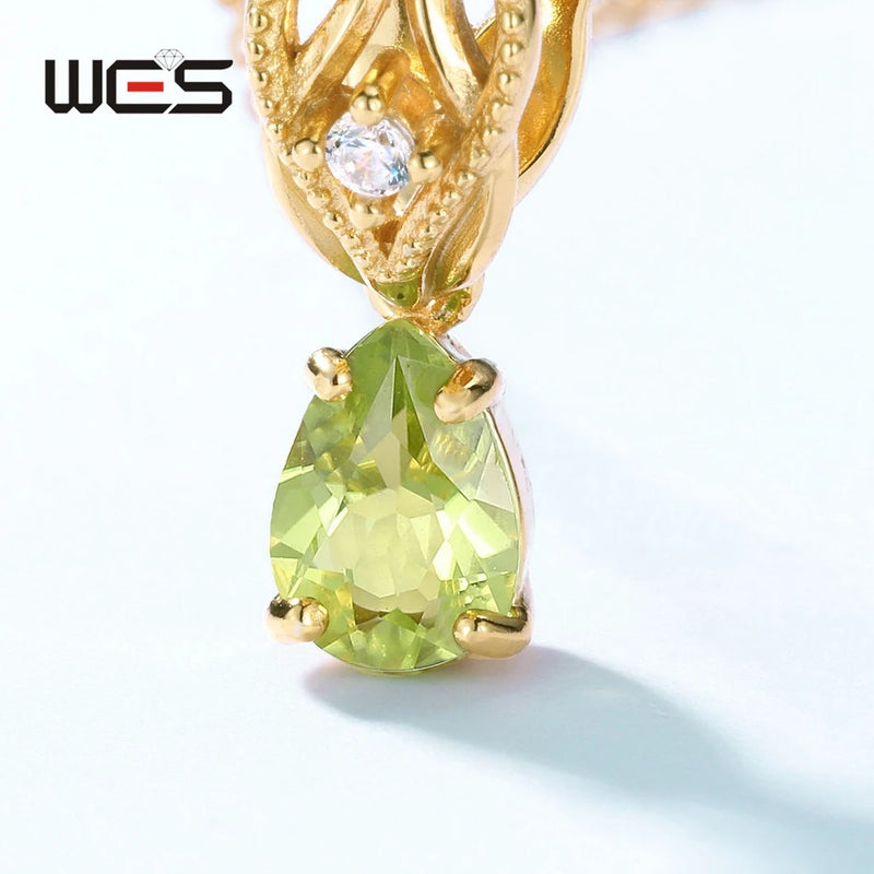 925 Sterling Silver Peridot Pendant with Zirconia Accents for Women