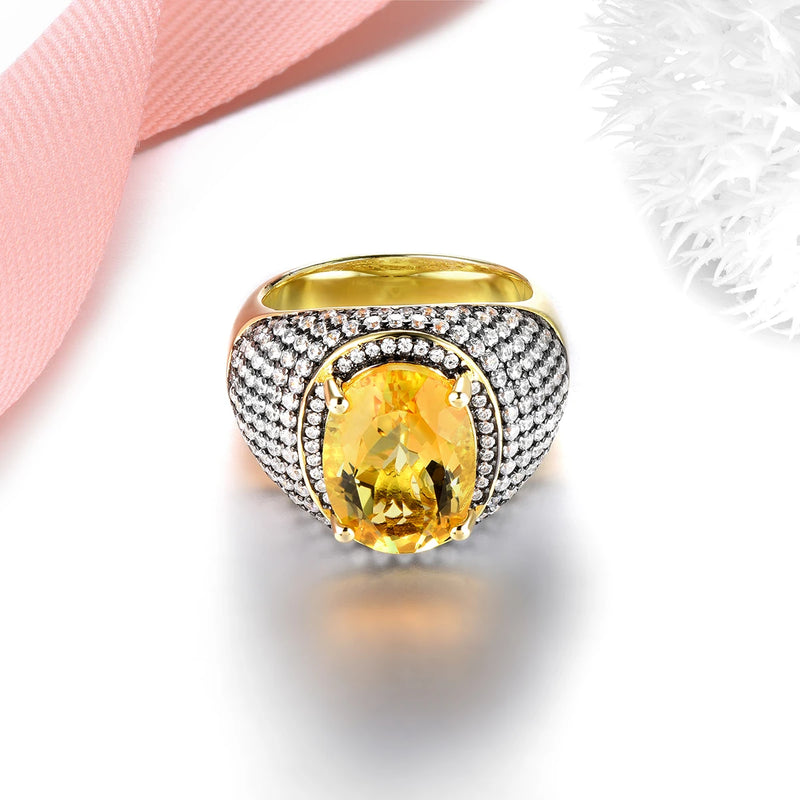 Yellow Gold Plated Silver Citrine 7.8 ctw Ring for Women