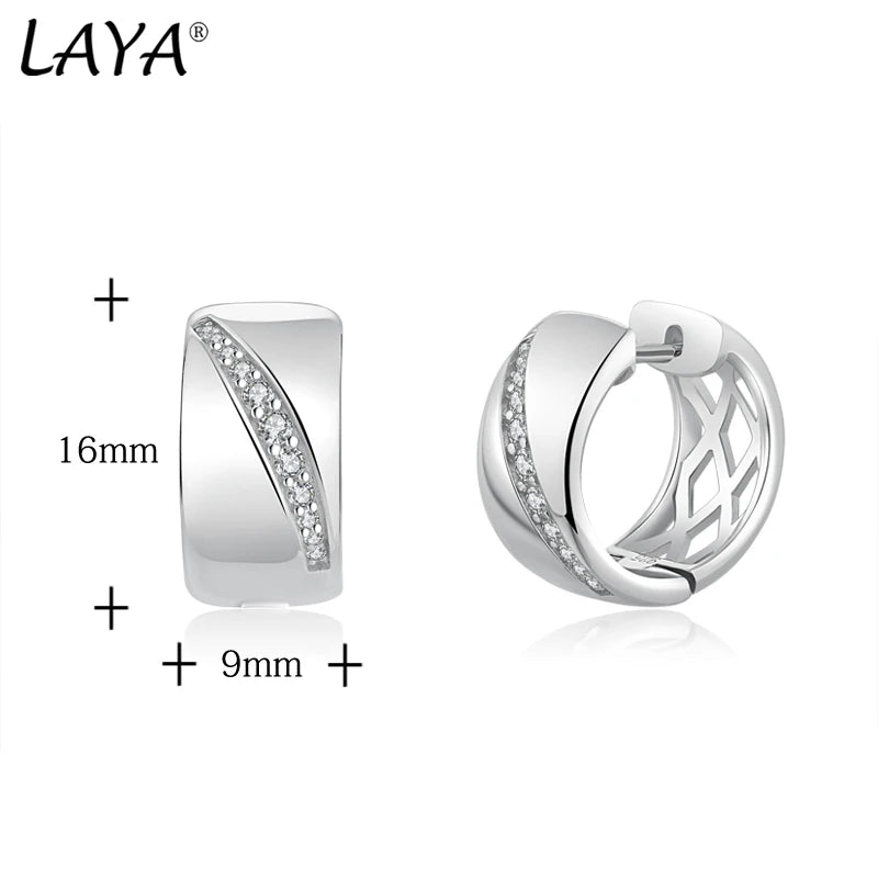 Sterling Silver Sparkling Zircon Hoop Earrings for Men and Women