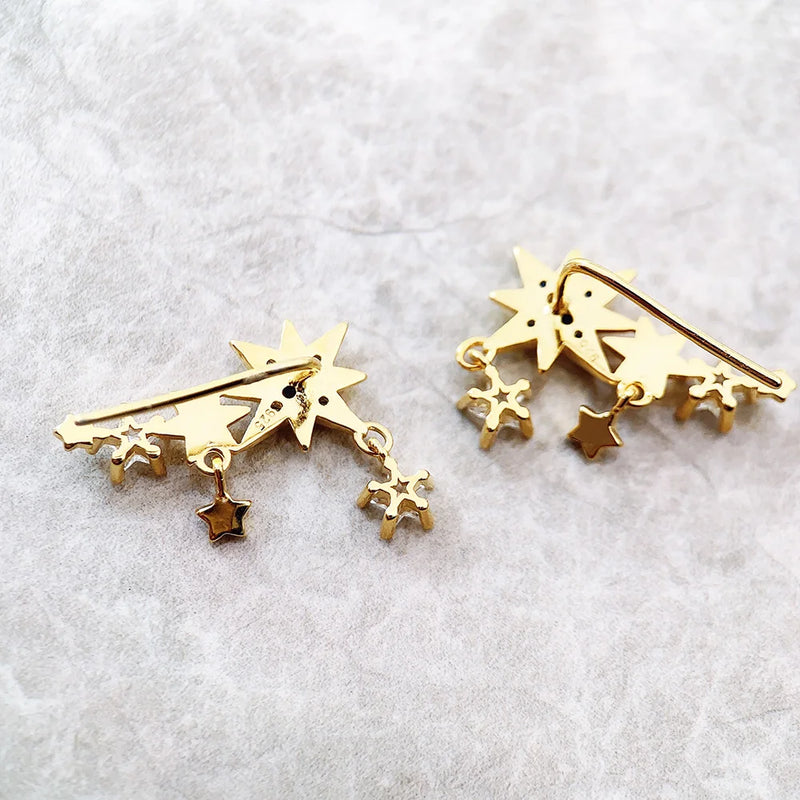 Sterling Silver Sea of Stars Gold Ear Climbers for Women