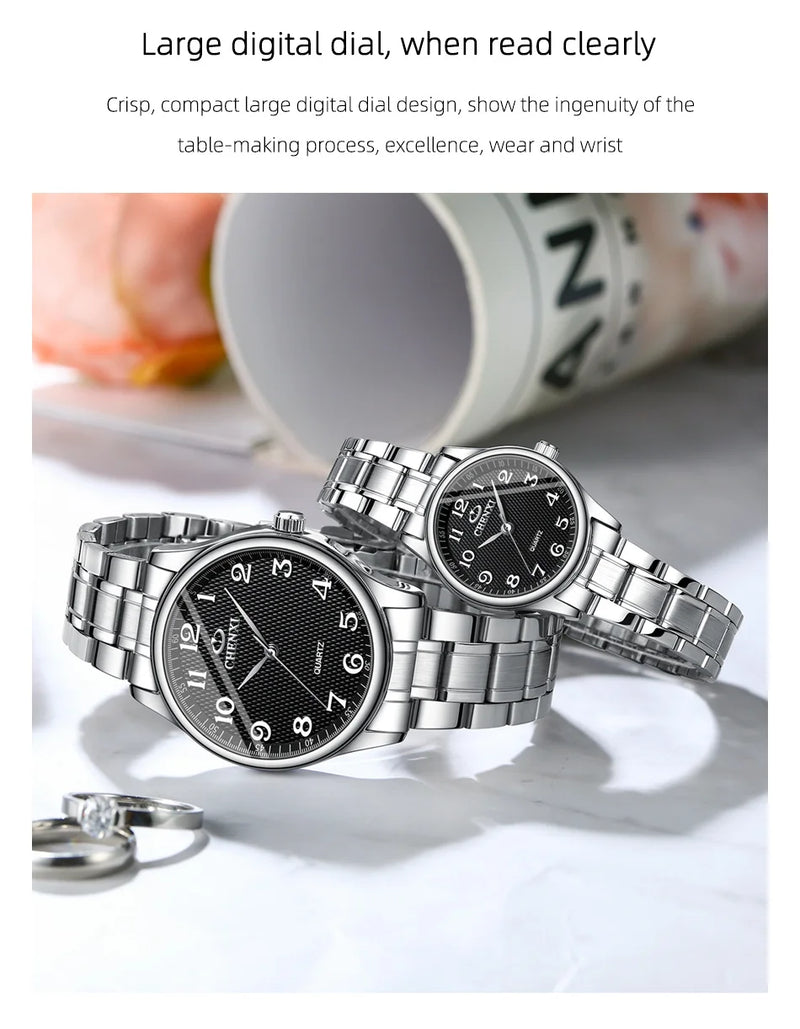 Steel Quartz Casual Watch for Couple