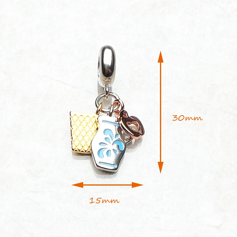 925 Sterling Silver Frankfurt Jug Pendant Charm for Women.