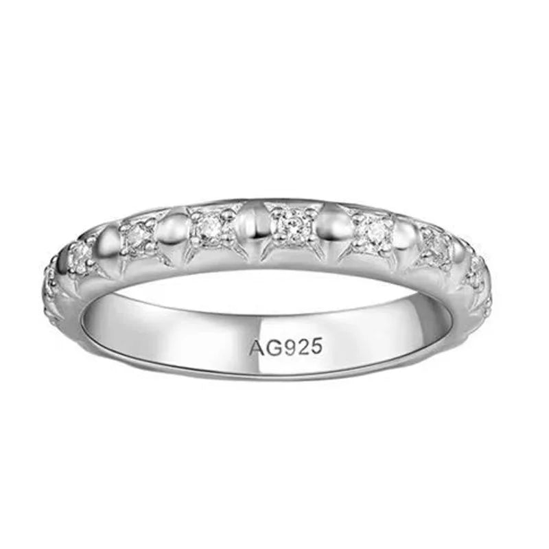 925 Sterling Silver Lab Sapphire Diamonds Gemstone Wedding Band