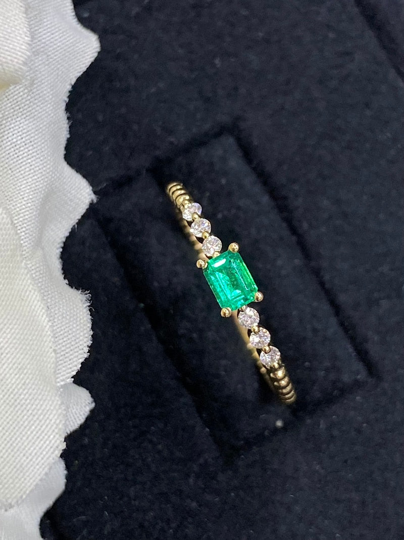18K Yellow Gold Emerald Ring for Women