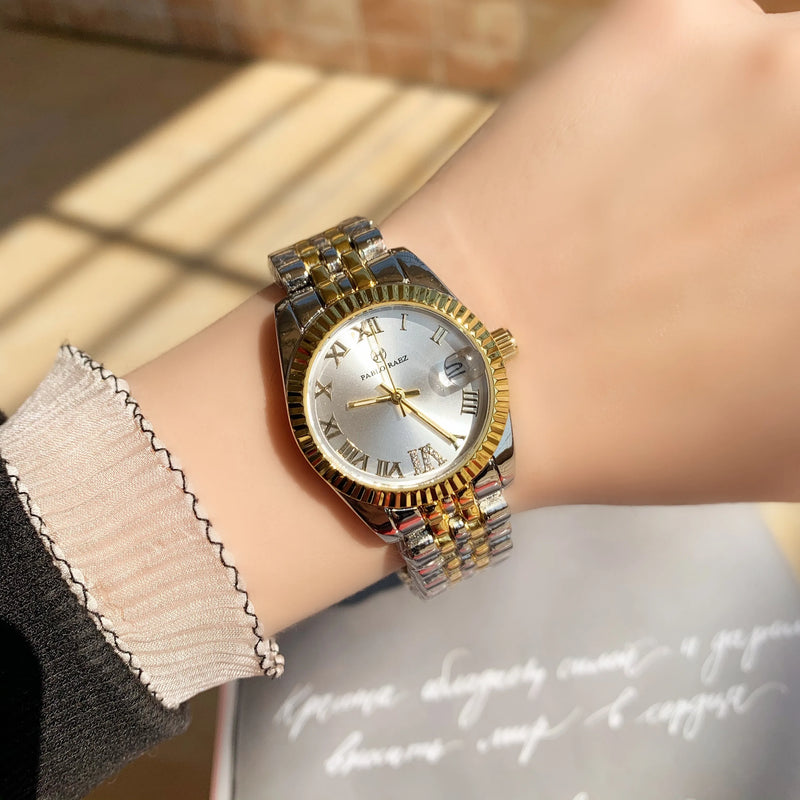 Luxury Oyster-Style Women's Designer Watch with Date Feature & Gold Finish