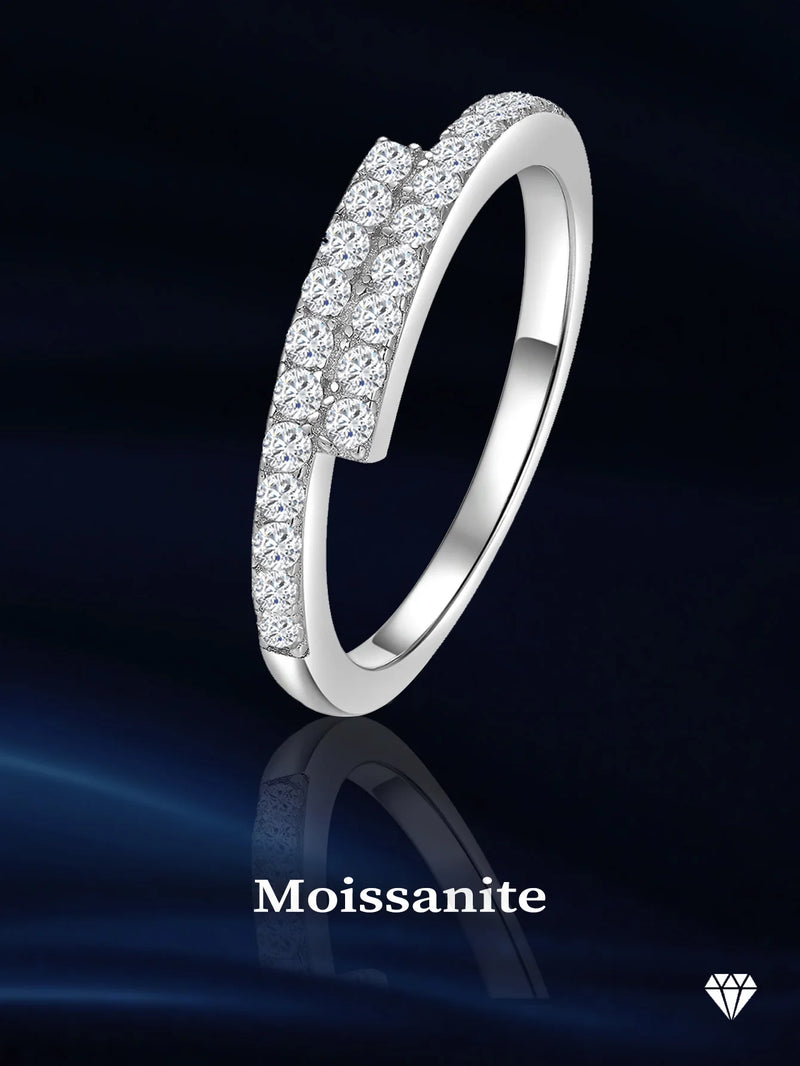 925 Sterling Silver Moissanite Cross Ring for Women