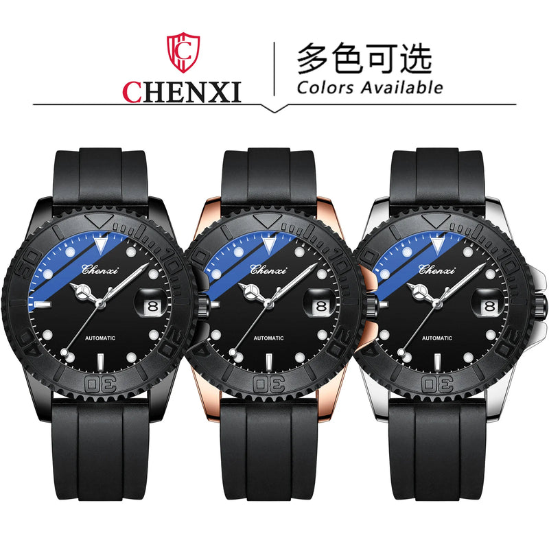 Stainless Steel Silicone Automatic Night Light Watch for Men