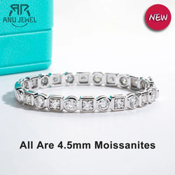 18K White Gold Plated Silver 4.5mm D Color Moissanite Bezel Bangles For Woman