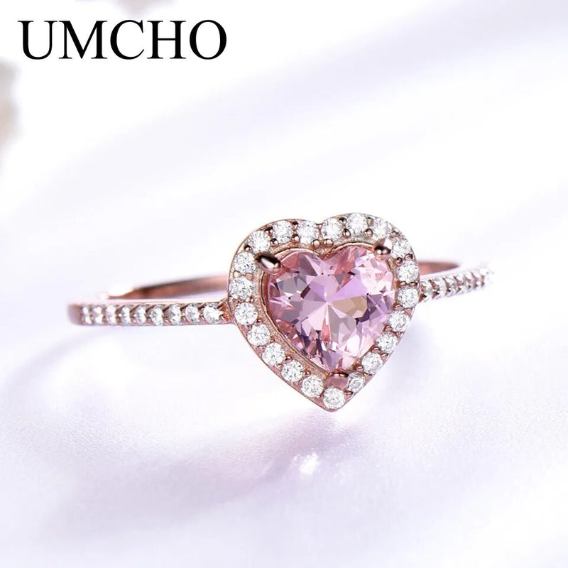 Sterling Silver Pink Morganite Heart Ring for Women