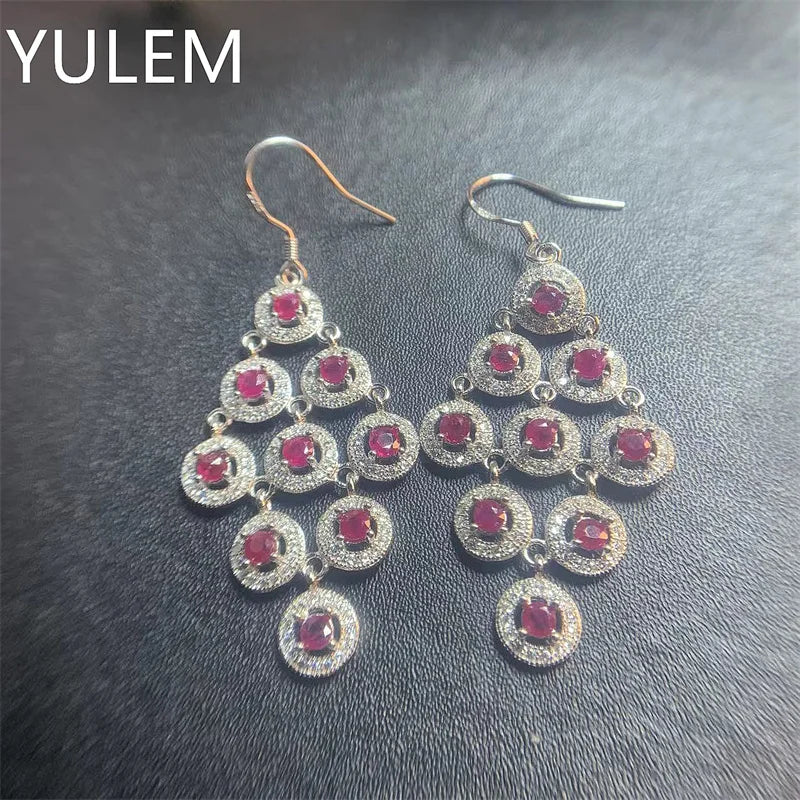 925 Silver Natural Ruby Stud Earrings for Her