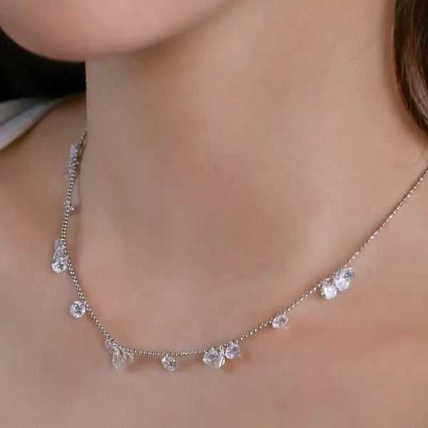 Sterling Silver Zircon Teardrop Necklace for Women