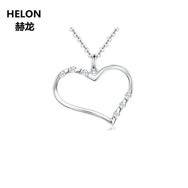 14k White Gold Natural White Topaz Heart Pendant for Women