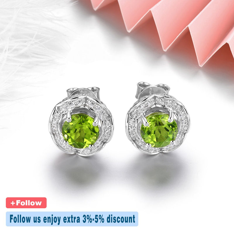 Sterling Silver 2.90 ctw Birthstone Stud Earrings for Women