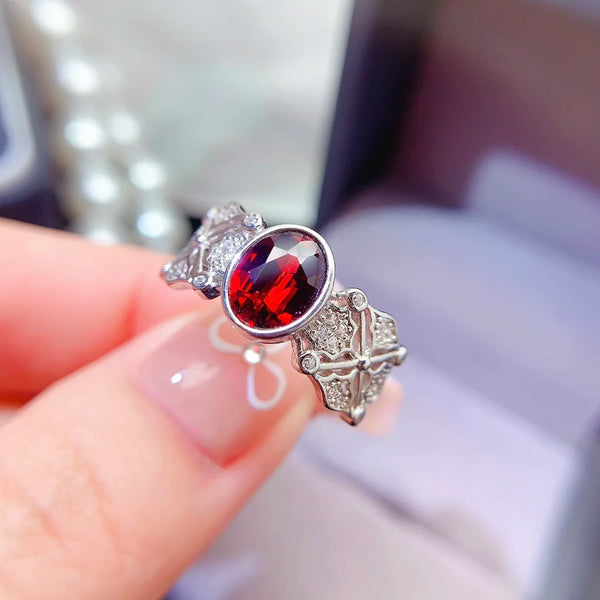 Sterling Silver Garnet Ring for Women