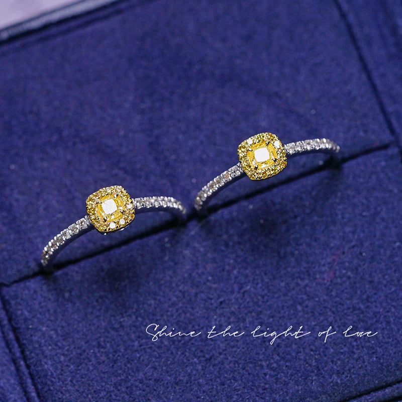 18K White Gold 0.40 Carat Yellow Diamond Engagement Ring for Women