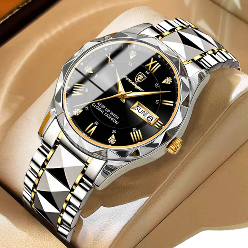 Luxury Quartz Wristwatch with Date and Week Display for Men