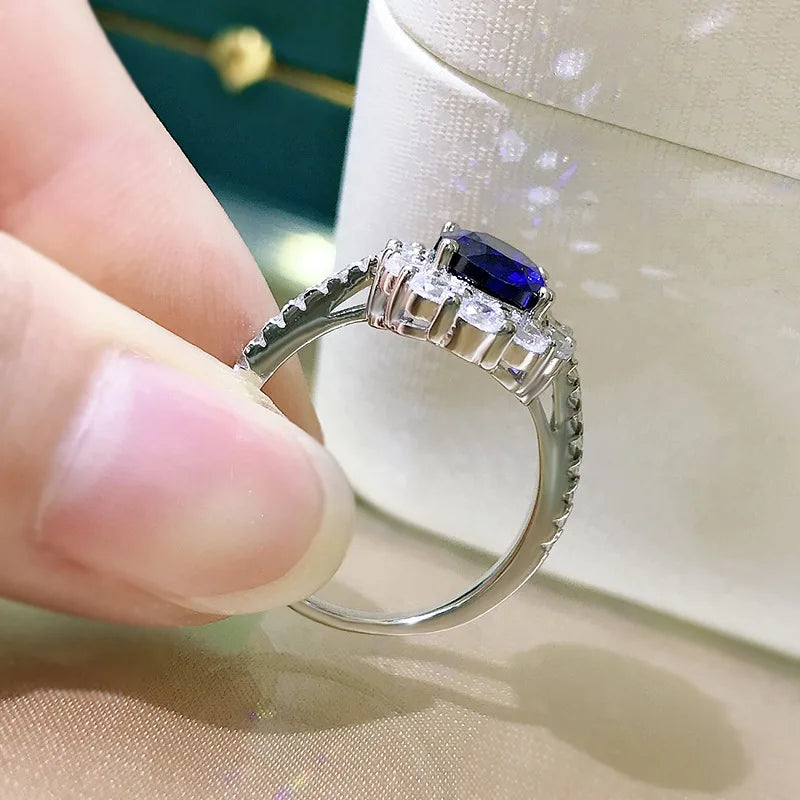 925 Sterling Silver Sapphire Ring for Women