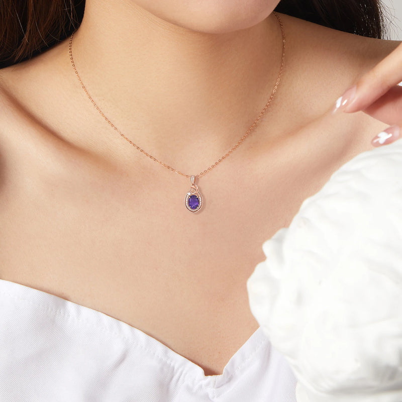 925 Sterling Silver Amethyst Blue Topaz Pendant Necklace for Women