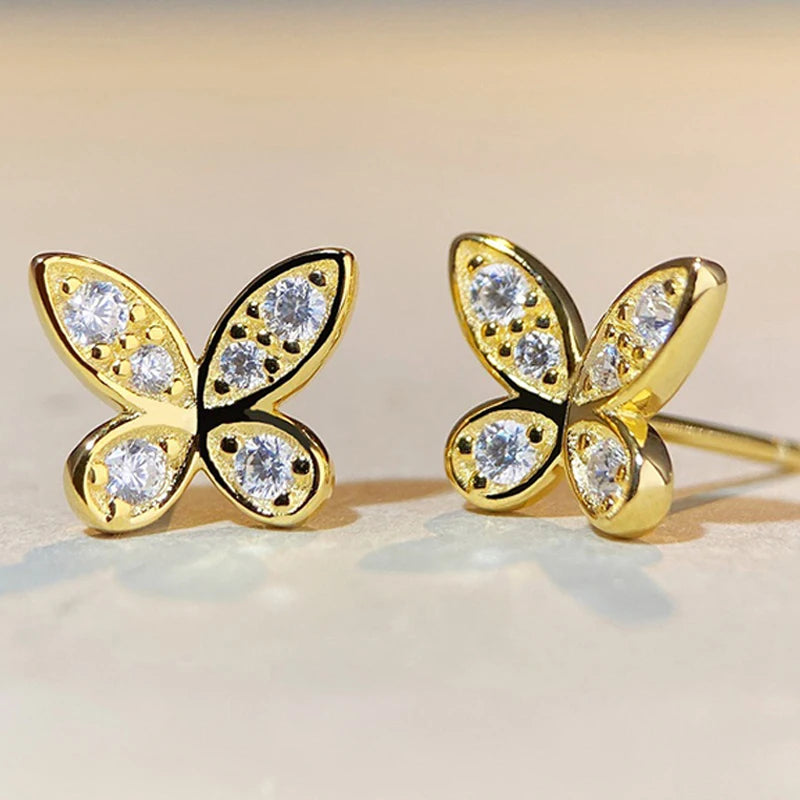 925 Sterling Silver D VVS1 Moissanite Butterfly Stud Earrings for Women