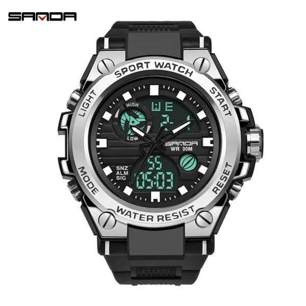 Stainless Steel Fashion Digital Watch with Backlit, Alarm, Stopwatch, and Timer for Men