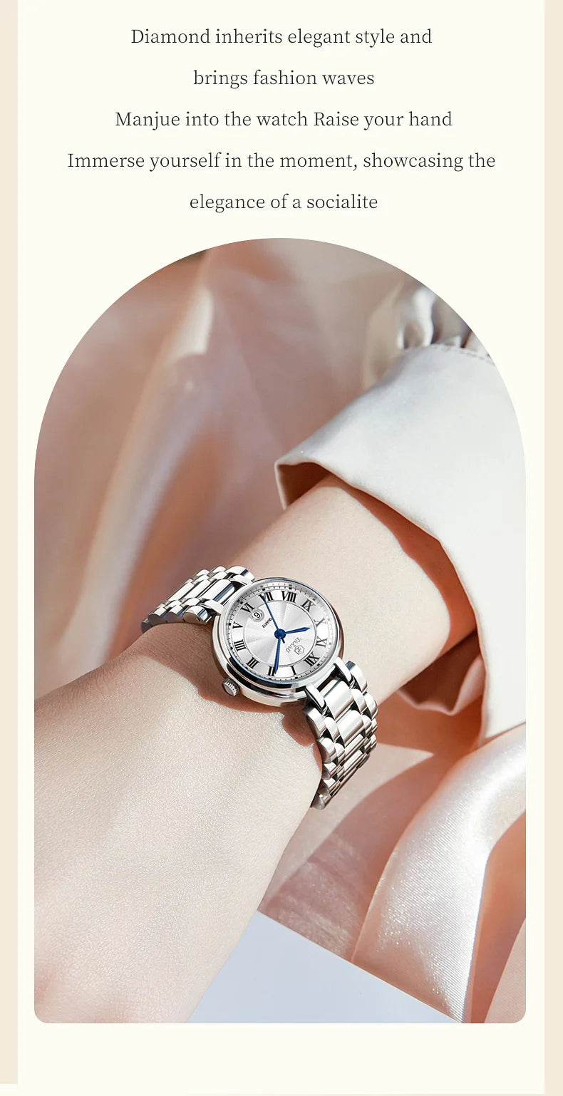 Stainless Steel Watches for Women Quartz Waterproof Calendar Casual watch Elegant Designs