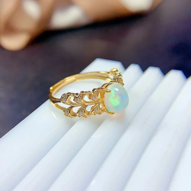 925 Sterling Silver Opal Ring for Women