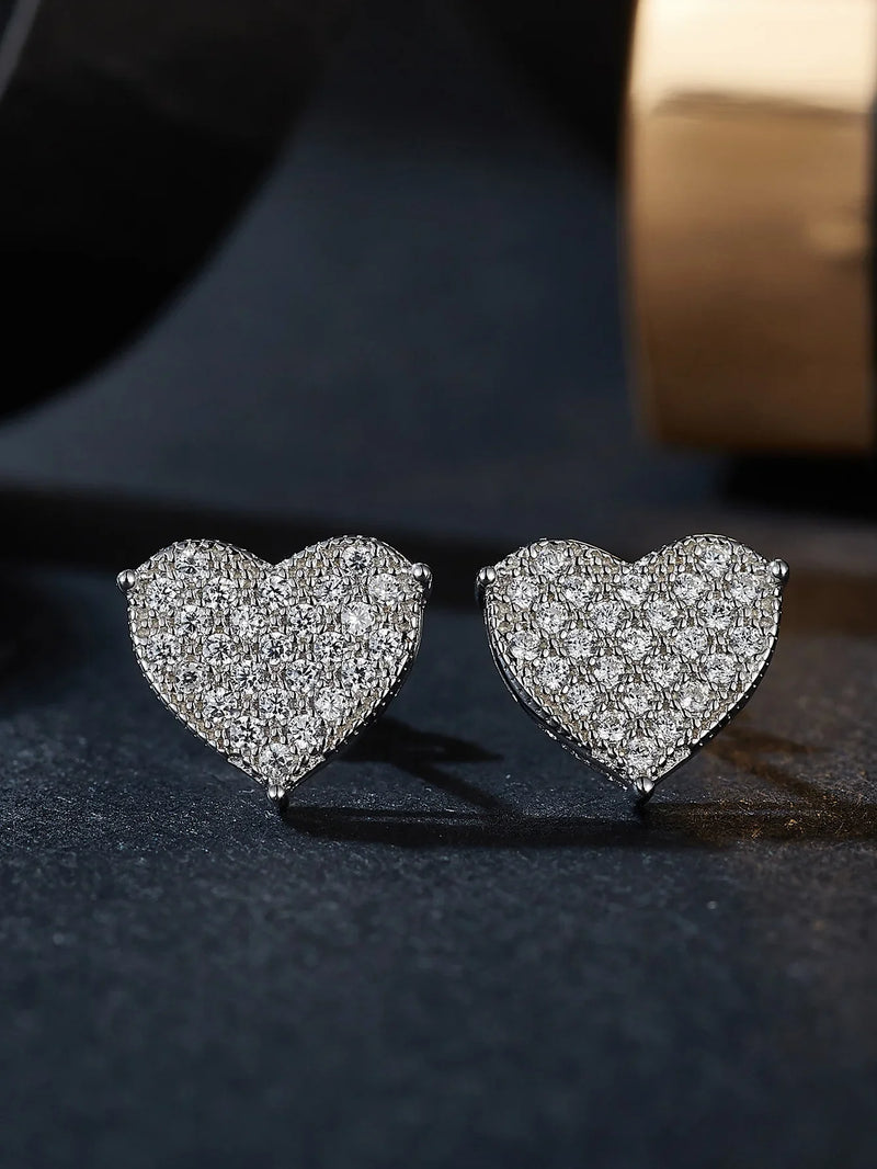 14K Gold Moissanite Heart Stud Earrings for Women