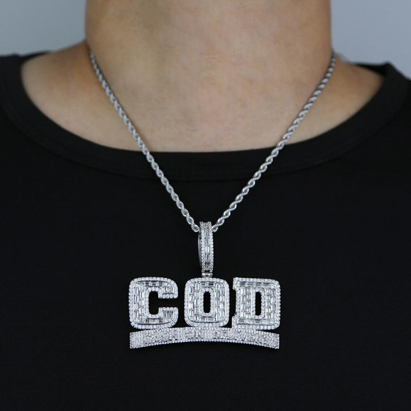 Gold Iced Out Letter COD Pendant Necklace for Men