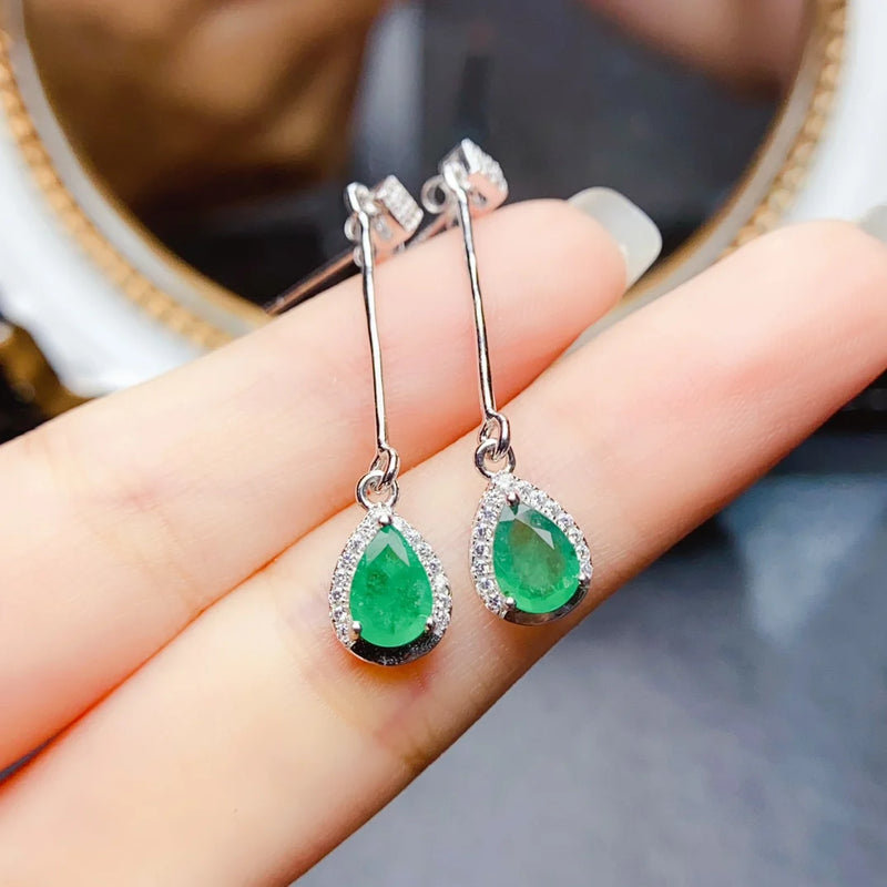 Sterling Silver 5*7mm Emerald Earrings for Women