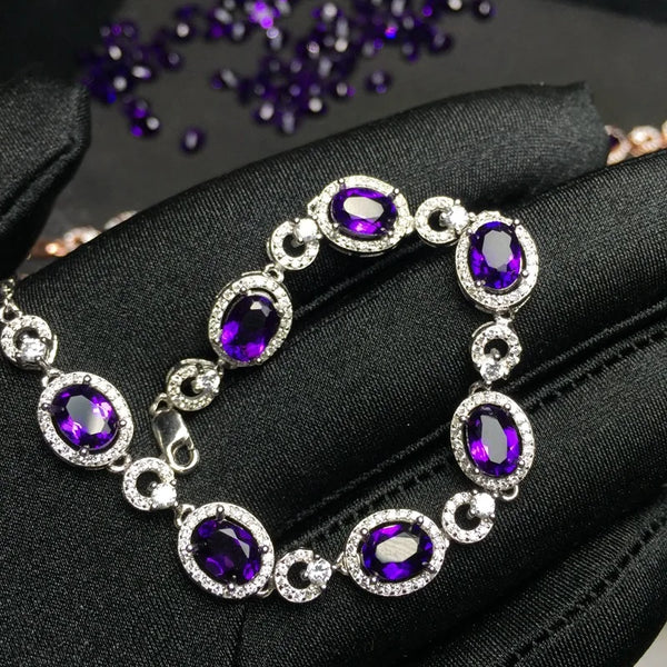 925 Sterling Silver Amethyst Bracelet for Women