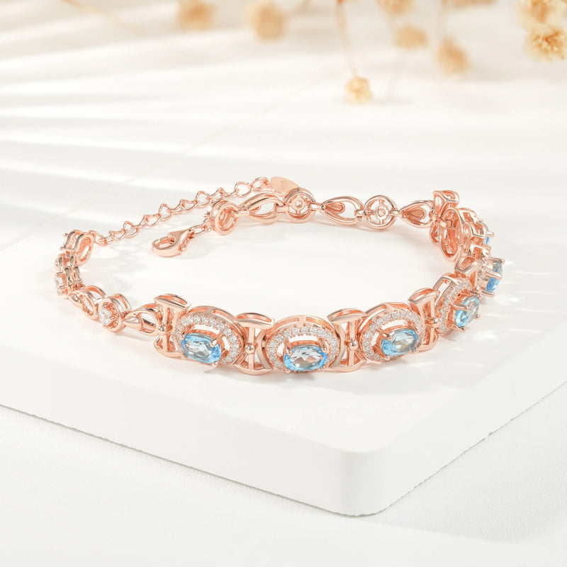 925 Sterling Silver Natural Topaz Tennis Bracelet for Women